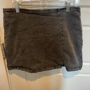 Faded Black Denim Mini Skirt
